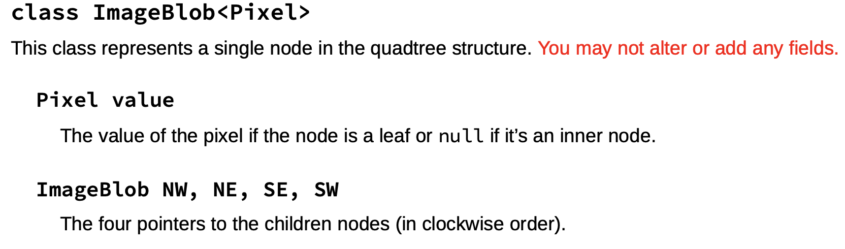 array then turn that array into a QuadTree The leafs of the