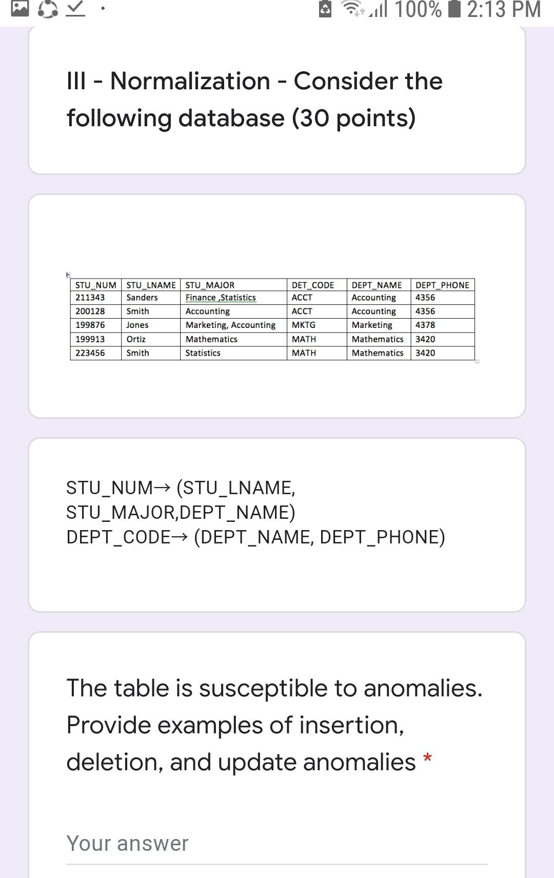  k til 100% 12:13 PM III - Normalization - Consider the