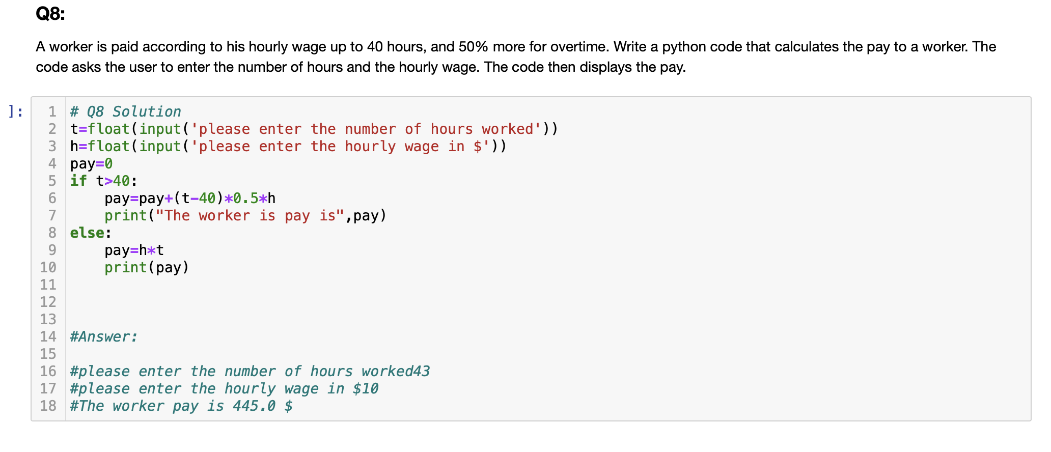each rounded to 3 decimal places. Sample expected outputs of your program: