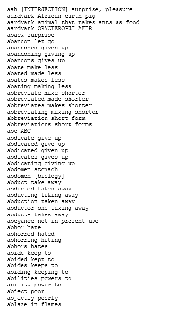 def; public Word(String word, String def) { this.word = word; this.def =