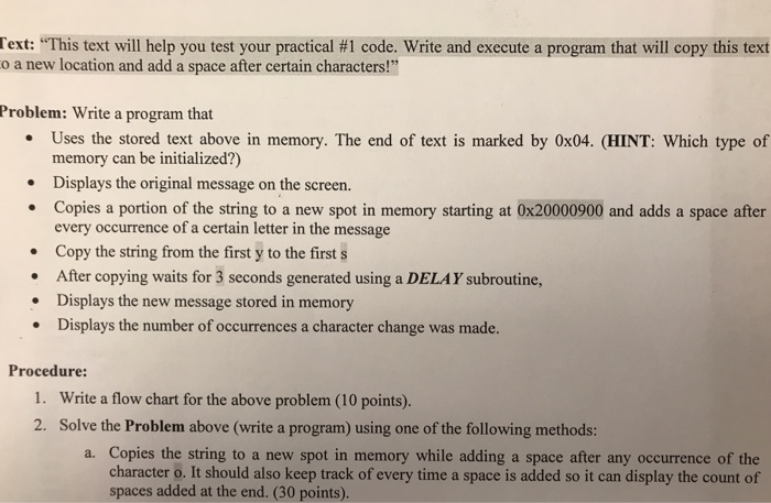 Write ARM program that copies the string to a new spot in