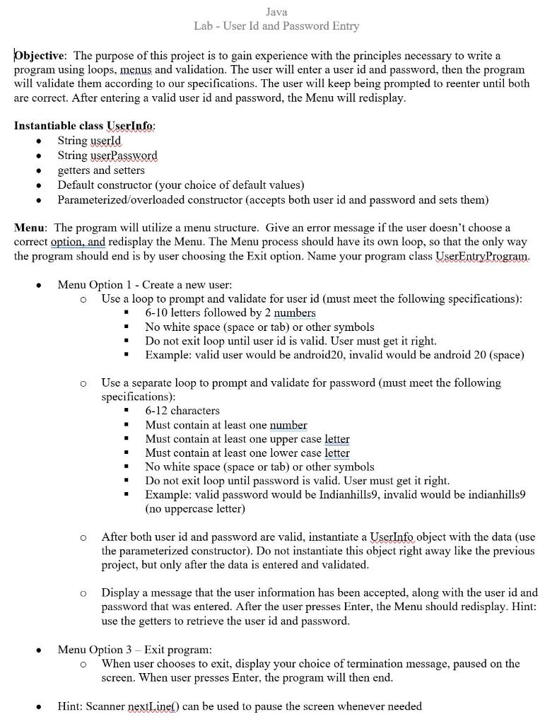 Need help on this UserEntryProgram java program. The first picture contains the