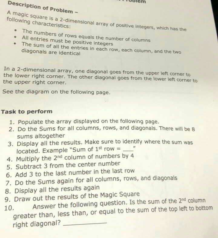  the code is required in C++ Description of Problem - A