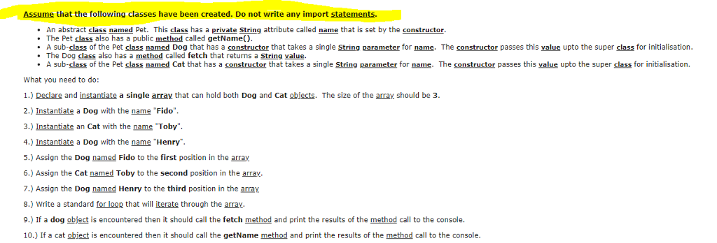 JAVA please read the yellow highlight.. YOU DO NOT NEED TO INITIALIZE