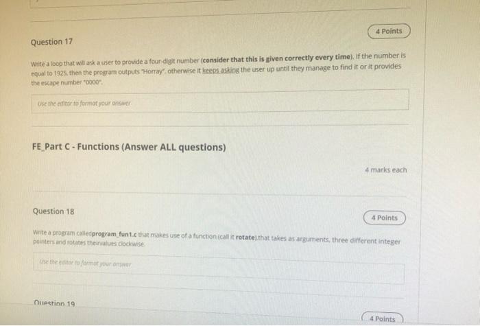  4 Points Question 17 Write a loop that will ask a