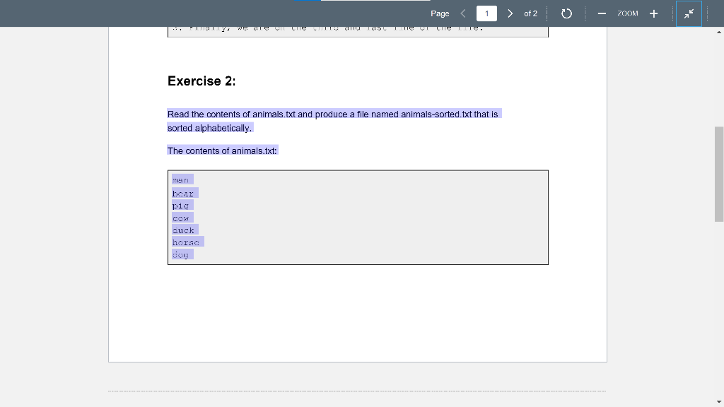 - Files Exercise 1: Create a program that opens file.txt. Read each