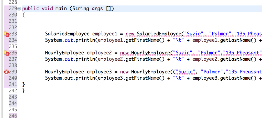 Hello. Everything in my code is perfect, except for implementing of subclasses.