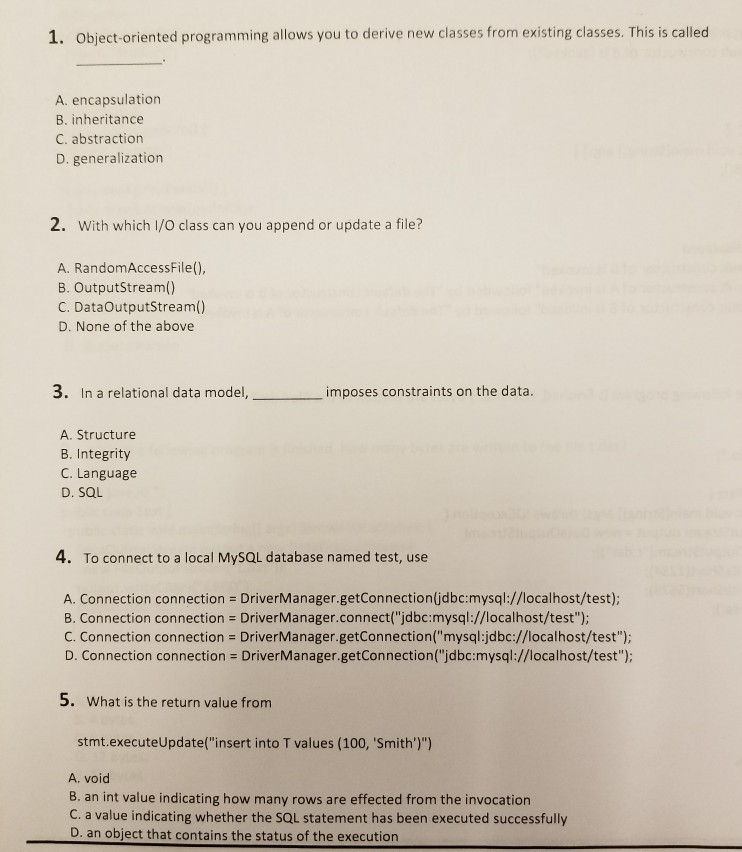  1. Object-oriented programming allows you to derive new classes from existing