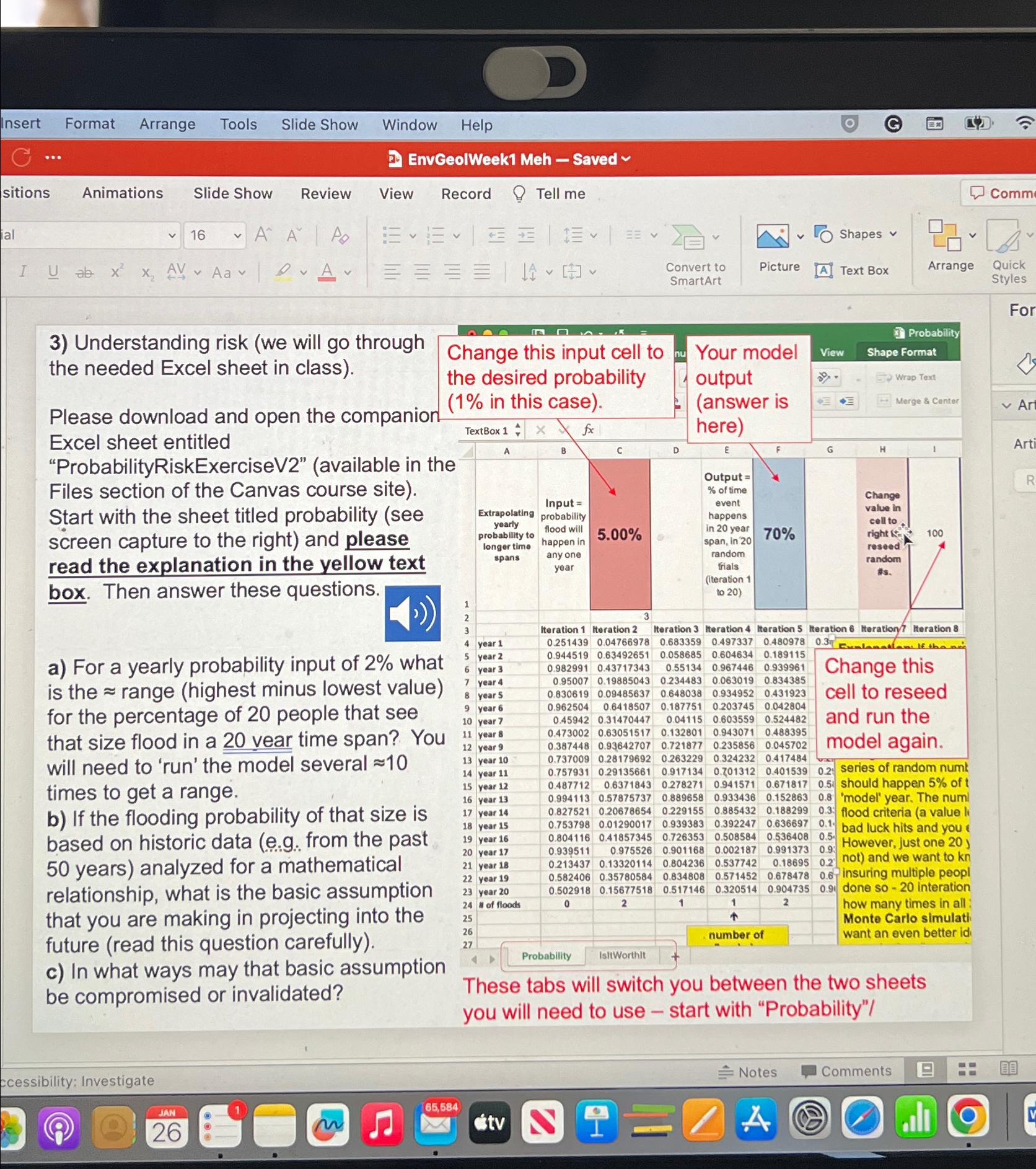  Insert Format Arrange Tools Slide Show Window Help cdots EnvGeolWeek1 Meh