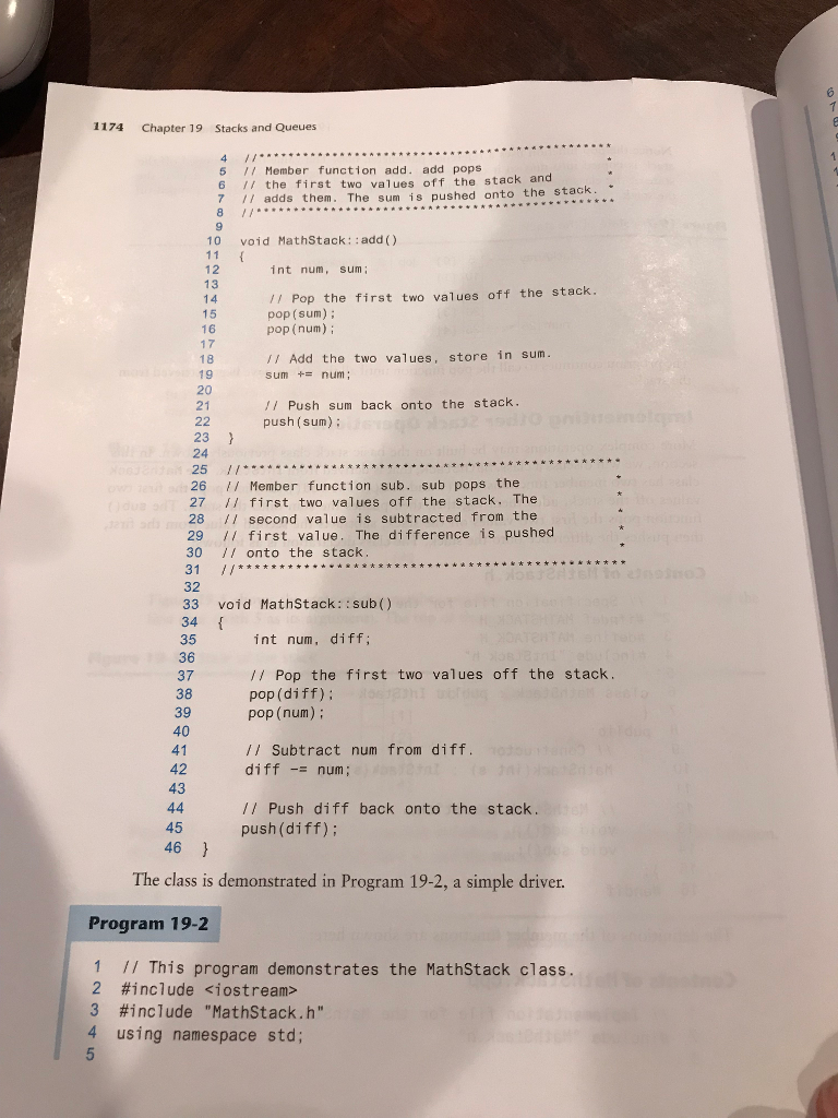 MathStack from program 19-2 which we are suppose to modify it and