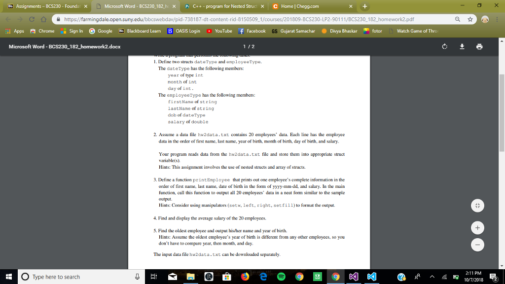 Use C++ to write the following code. Bb Assignments-BCS230-Founda Microsoft Word-BCS230,182.h n