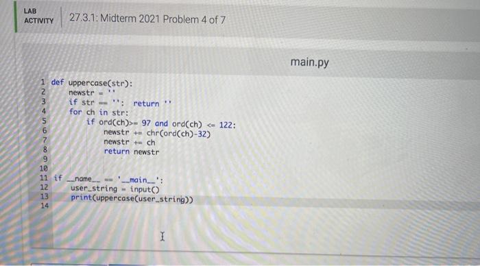 For example, if the input is Hello World Then your function should