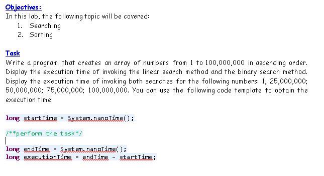 using JAVA Objectives: In this lab, the following topic will be covered: