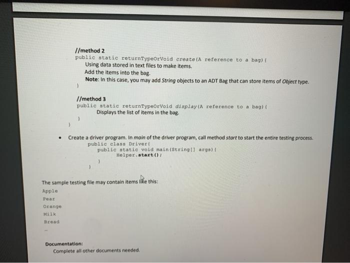 ADT Bag. A grocery bag contains a list of groceries. There is