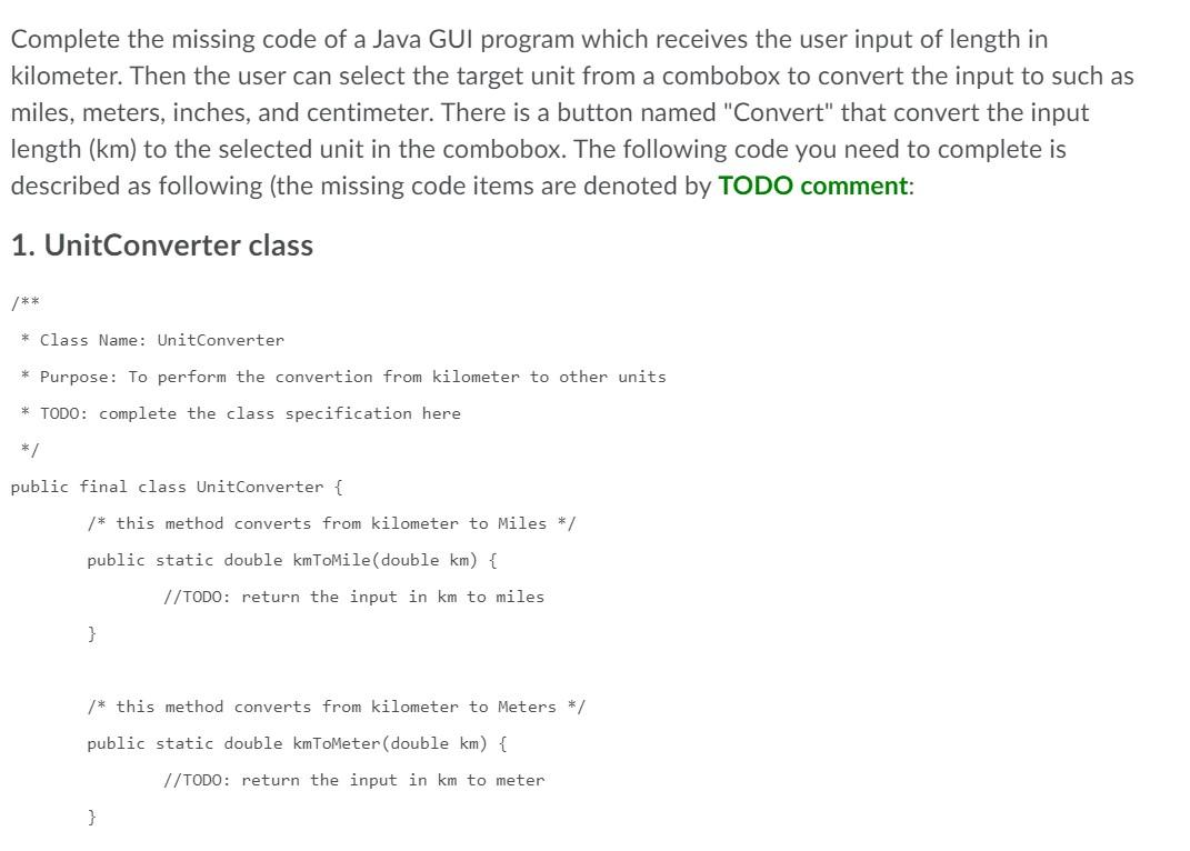 SIMPLE CODES PLS! THANK YOU Complete the missing code of a Java