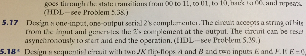  Design a one-input, one-output serial 2's complementer. The circuit accepts a