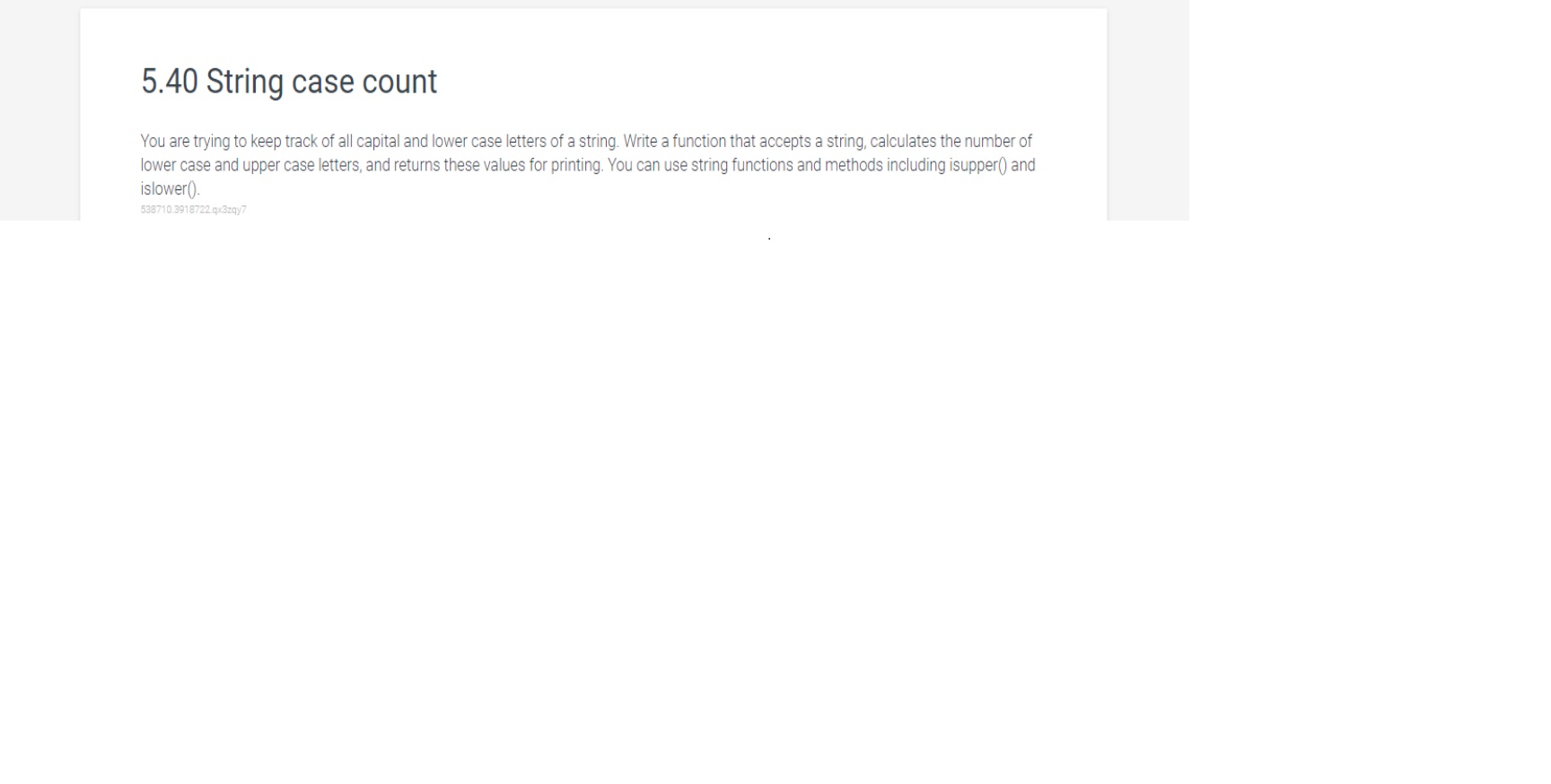  5.40 String case count You are trying to keep track of