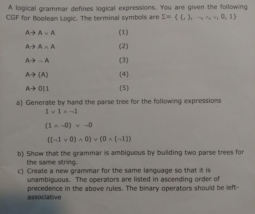 NEED HELP WITH PART C. CREATING A LEFT ASSOCIATIVE UNAMBIGUOUS GRAMMAR