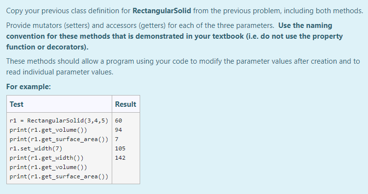  write a python code!! Copy your previous class definition for Rectangular