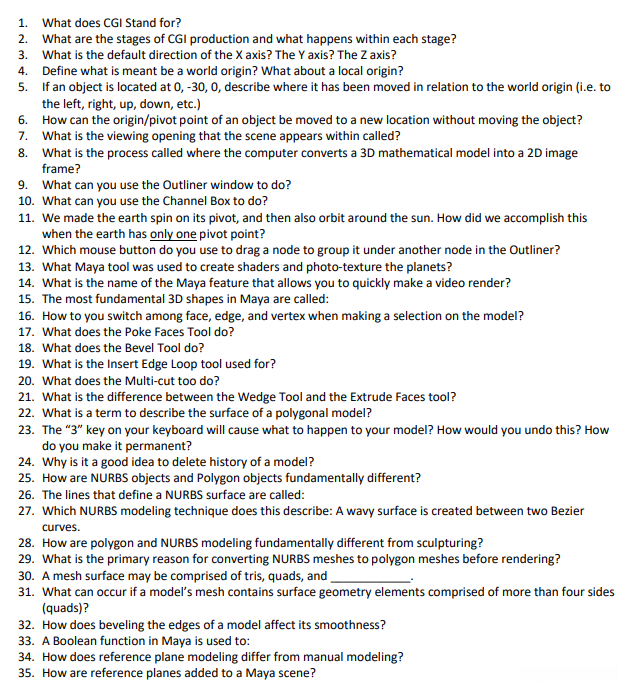 1. What does CGI Stand for? 2. What are the stages