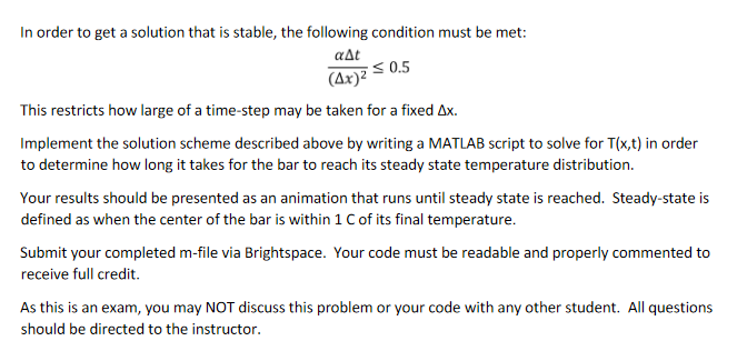 of length L = 1 m initially at temperature 20 C everywhere