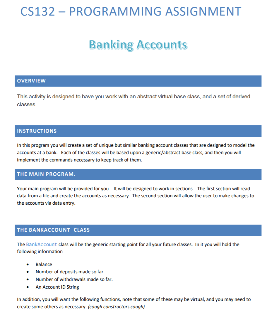  Given Data.txt file: Simple 423456 100 Checking 881023 999 Simple 435920