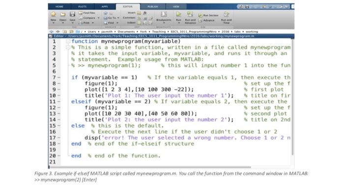 a user input (from the Command Window) and creates plots based on