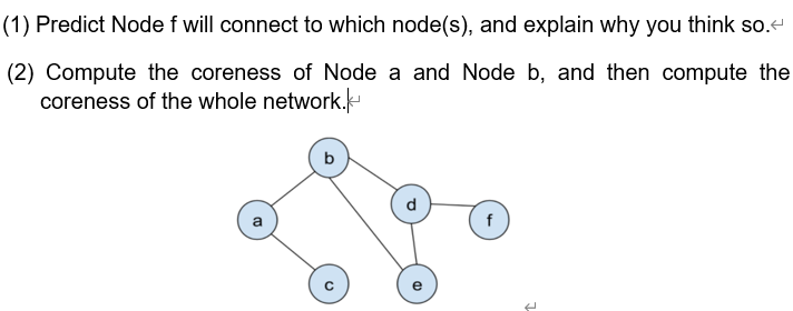  (1) Predict Node f will connect to which node(s), and explain