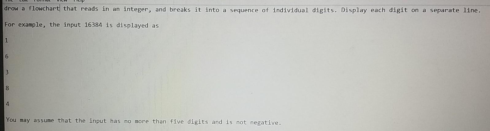  drow a flowchart that reads in an integer, and breaks it