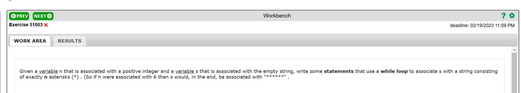 Usa Python of exactly n asterisks (). (So if n were associated