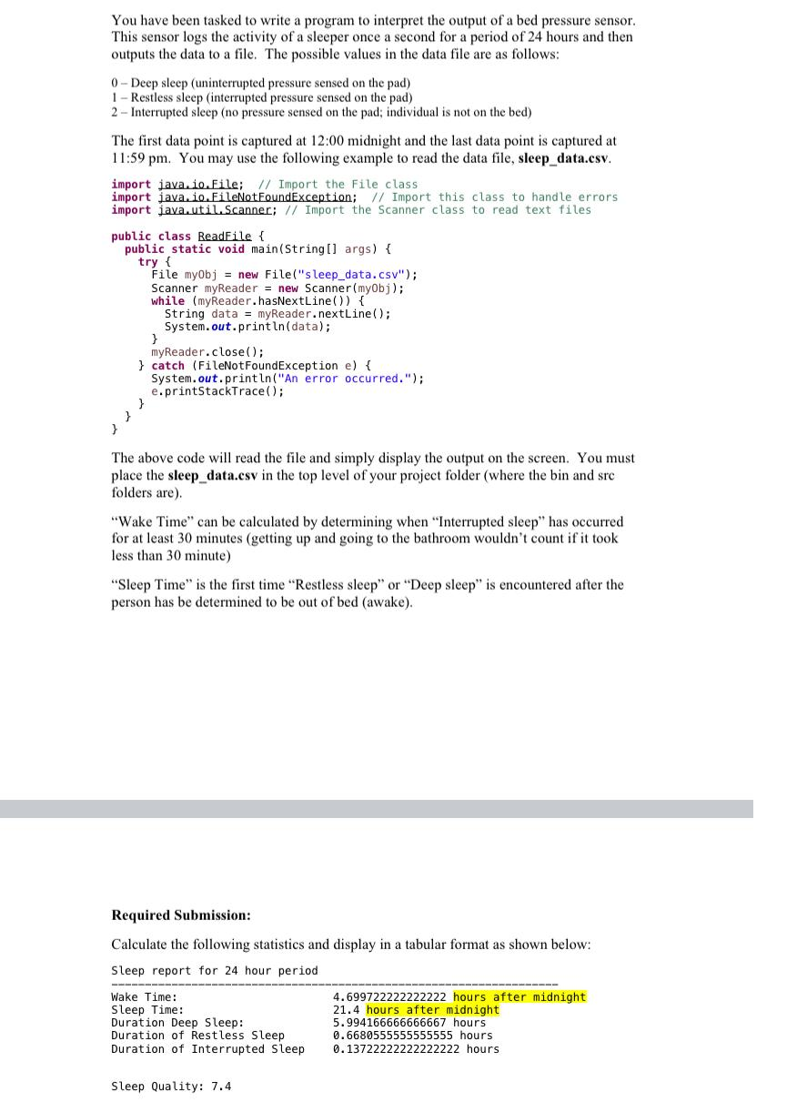  Please use Java The csv file counts from 0... 1...2 You