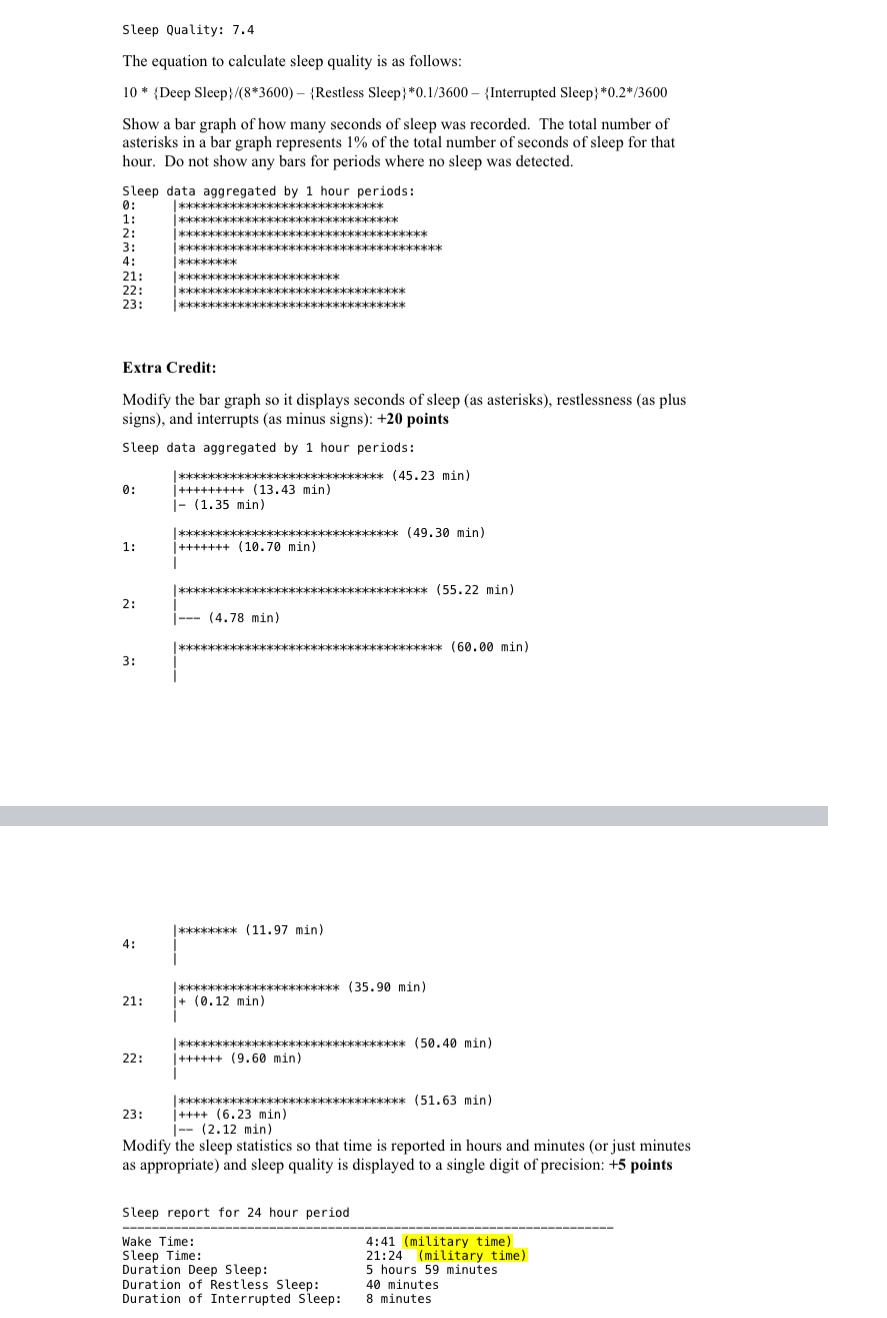 have been tasked to write a program to interpret the output of