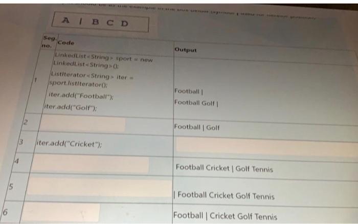 provided in the corresponding segment number (at the same row), or Completing