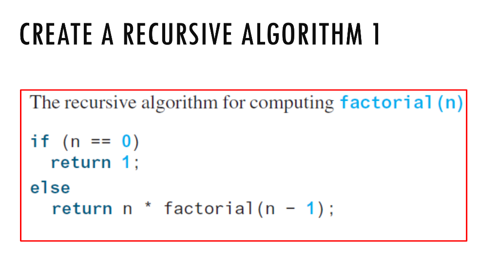  using c++ code please THX CREATE A RECURSIVE ALGORITHM 1 The