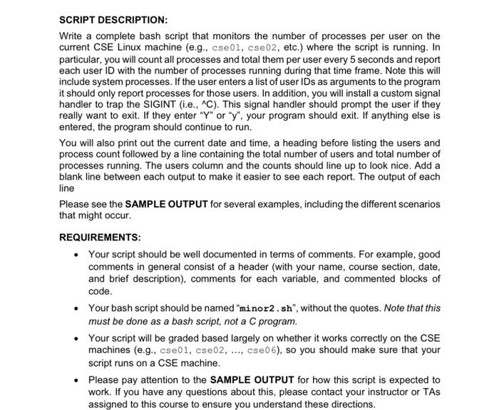  SCRIPT DESCRIPTION: Write a complete bash script that monitors the number