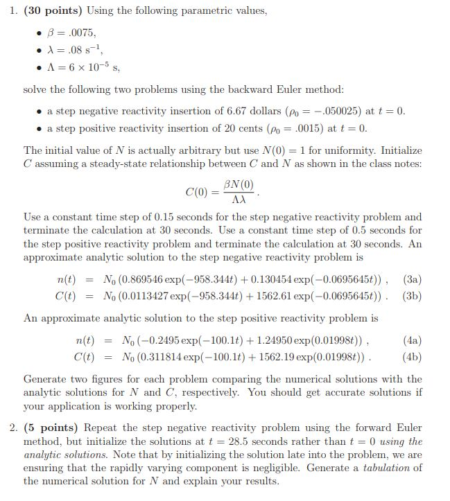 with one delayed neutron group and negative-feedback (la) (1b) where N is