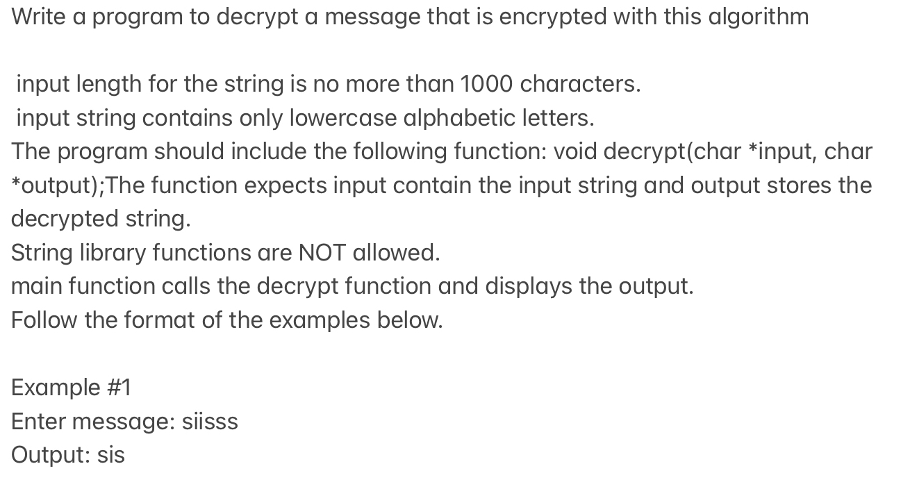  Write a program to decrypt a message that is encrypted with