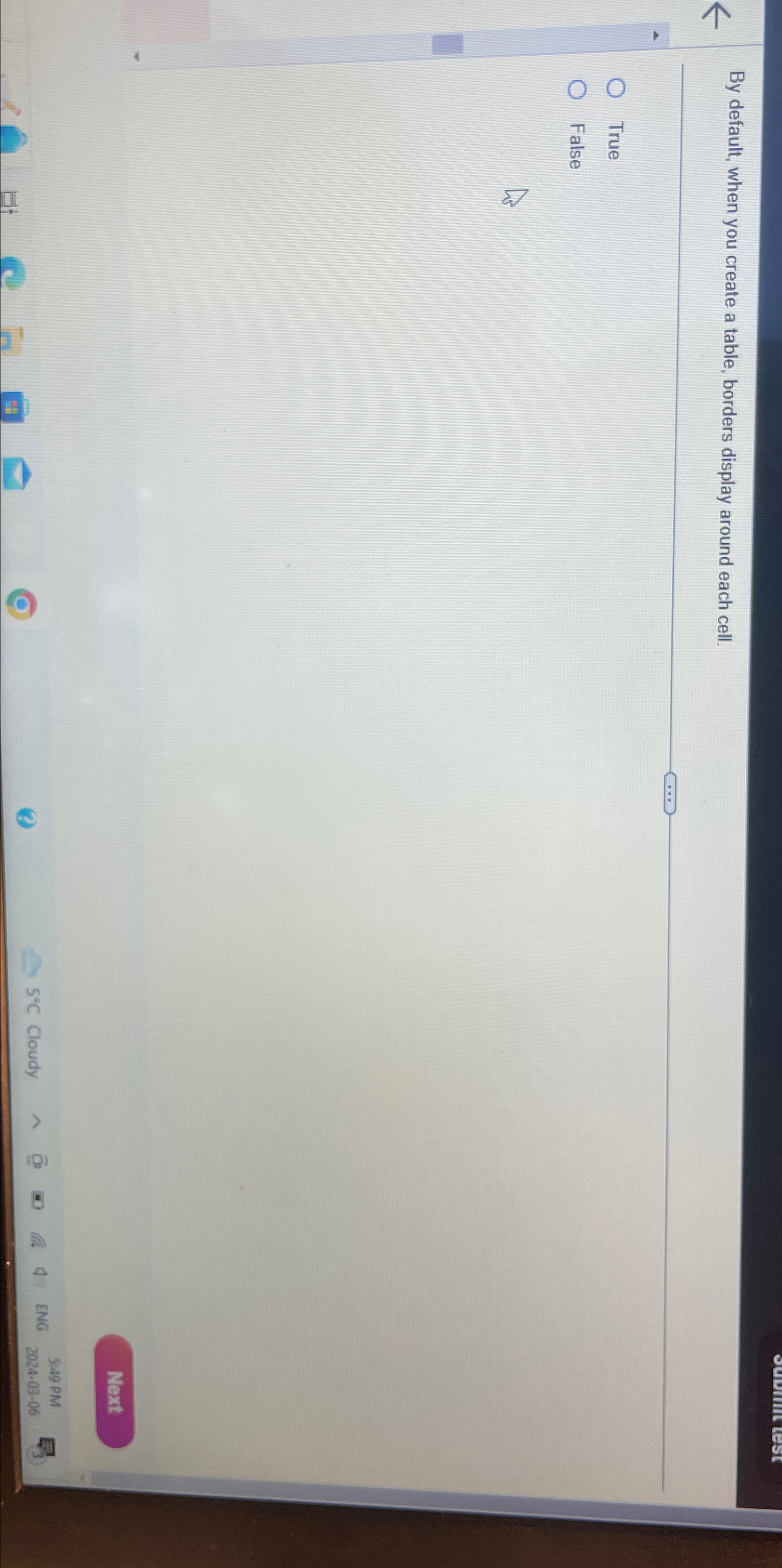  By default, when you create a table, borders display around each
