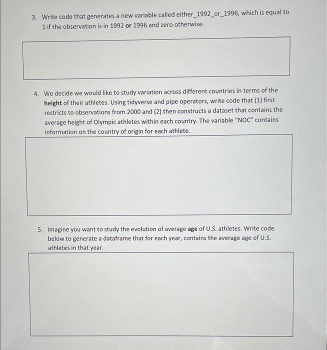 below contains information on Olympic athletes. The unit-of-observation is athleteyear. This is