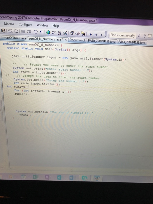 sum of N Numbers B) ava (546 objective: Declaring methods Re-using a