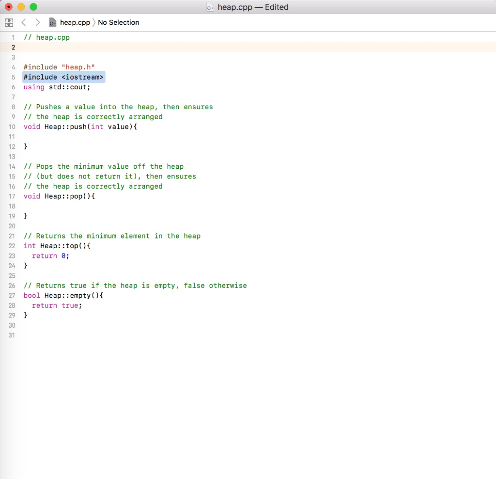 Please help me implement some functions about heap using BST, C++, Thanks!