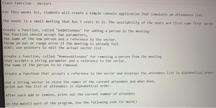  Class Exercise - Vectors For this weeks ICE, students will create