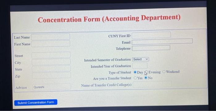 Advisor field should be prefilled with the name "Quresh". You should use