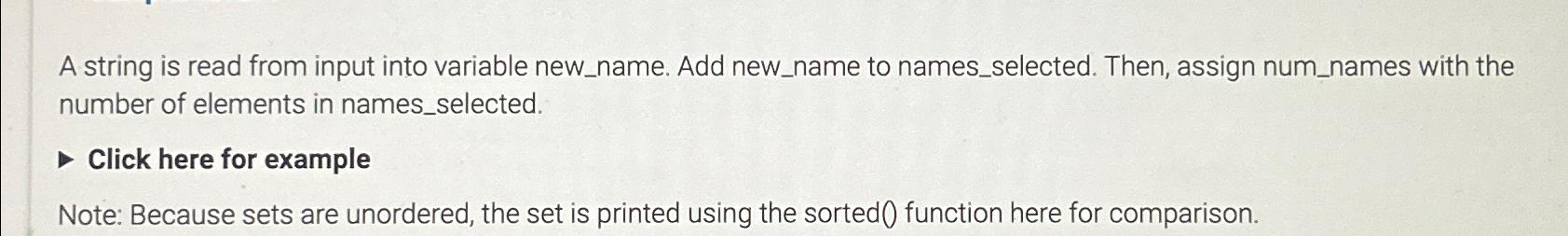  A string is read from input into variable new_name. Add new_name