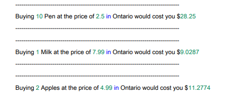 buying some products for given quantity. Create a class named Product at