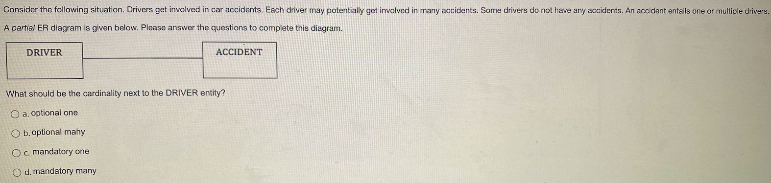  A partial ER diagram is given below. Please answer the questions