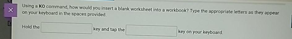  Using a KO command, how would you insert a blank worksheet