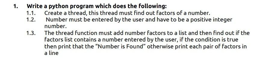  1. Write a python program which does the following: 1.1. Create