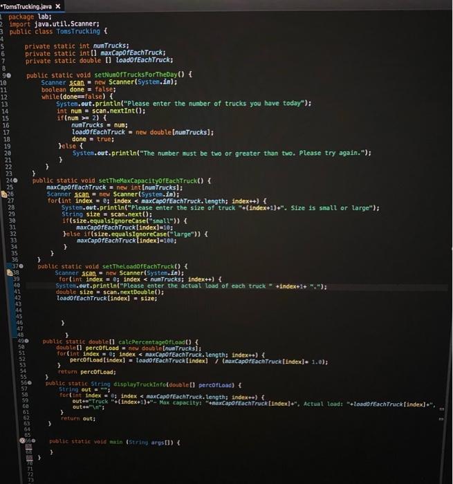 how do i create a main method that would test the 5