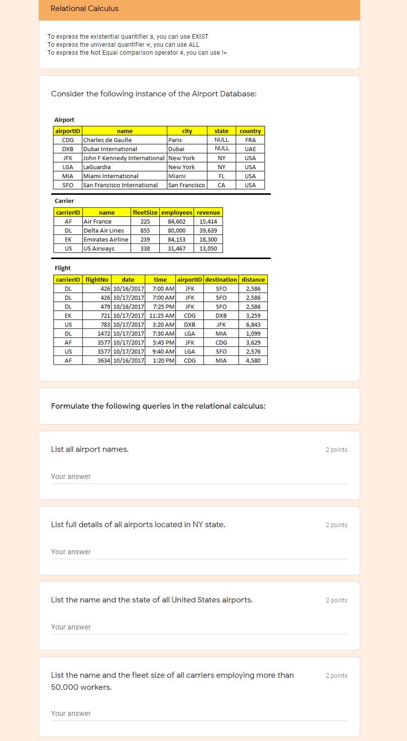  Relational Calculus To express the existential quantifier , you can use